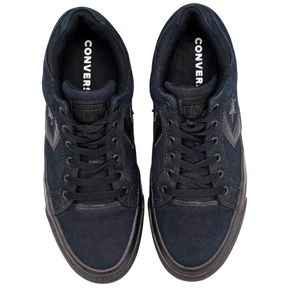 Converse El Distrito Mens 9 Womens 10.5 Triple Black Canvas Sneakers 159786C - Picture 3 of 8